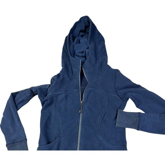 Lululemon Navy Blue Full-Zip Scuba Hoodie With Thumb Holes Women's Size 4 - Picture 2 of 6